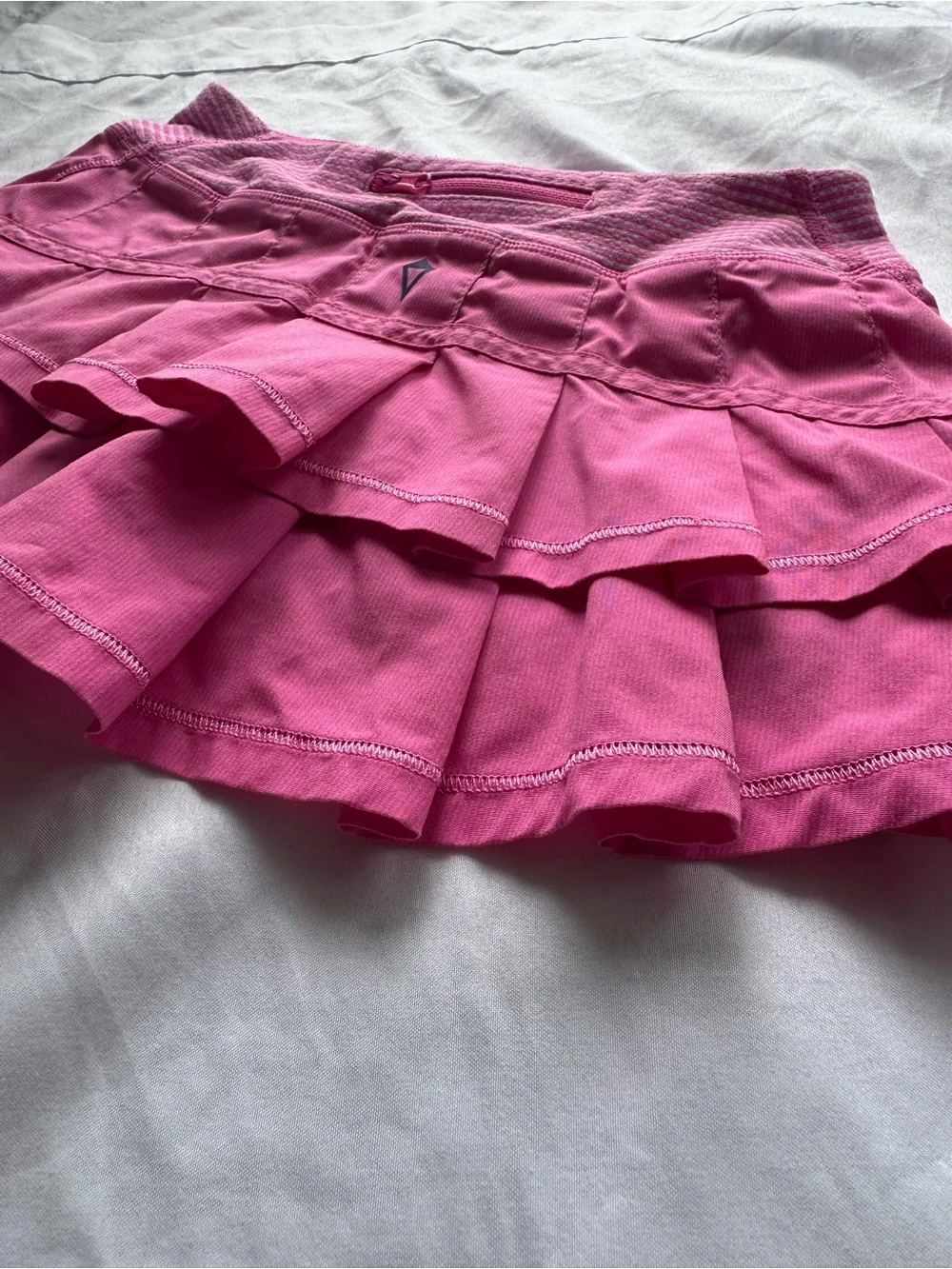 Ivivva Set The Pace Layered Ruffle Tennis Skort Skirt Pink Chevron Girls Size 6